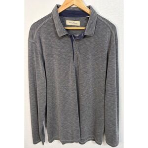 Tommy Bahama Mens XXL Gray Space Dye Tencel Modal Long Sleeve Polo Shirt